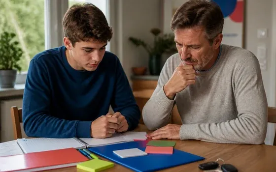 Élève préparant les étapes de la formation initiale et du code avec un accompagnateur
